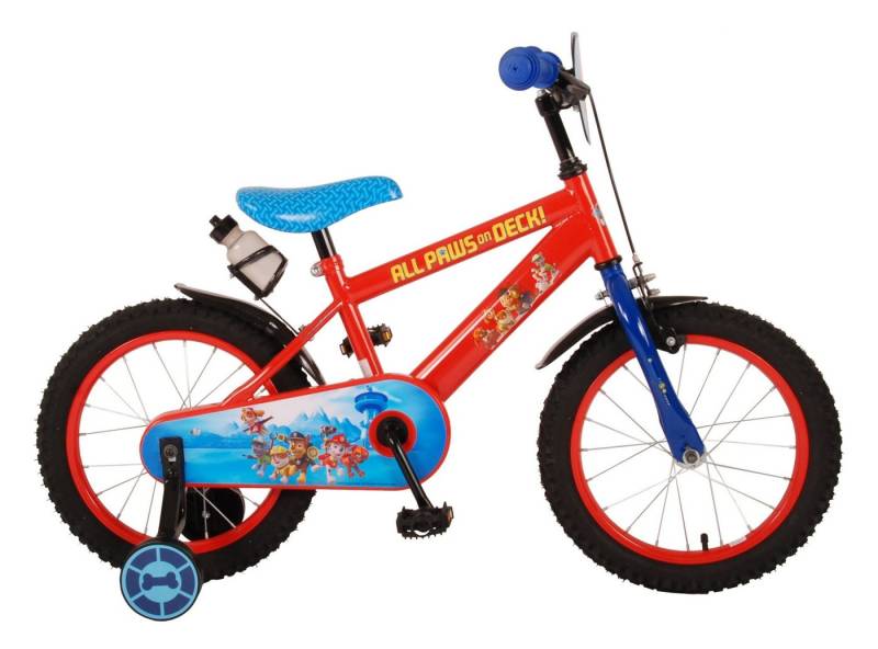 LeNoSa Kinderfahrrad PAW PATROL • Jungen Fahrrad 12 / 16 Zoll (Rot- Blau), 1 Gang, Handbremse & Rücktrittbremse von LeNoSa