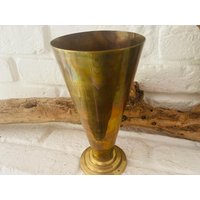 Frankreich Vintagemessing Massiv Wunderschöne Grosse Pokalvase Vase Landhaus Shabby Franske von LePetitVillageDE