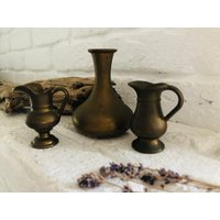 Holland 3 Tlg Konvolut Kleine Vase Krug Messing Franske Skandi von LePetitVillageDE
