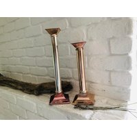 Skandi 2Er Set Alte Große Kerzenleuchter Fink Anlaufgeschützt Patina Silber Franske von LePetitVillageDE