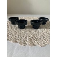 Set Von 4 Vintage Französisch Glas Schwarz Octime Kerzen Teelichthalter Arcoroc Circa 1970Er Jahre Oktagonal von LeReveFrancais