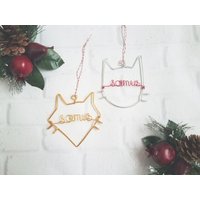 Personalisierte Draht Katzen Verzierung - Haustier Weihnachtsverzierung Name von LeRusticChic