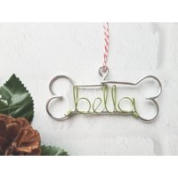 Personalisierte Drahtverzierung - Hundeknochen Drahtornament Haustierornament Weihnachtsverzierung Hundenamenverzierung von LeRusticChic