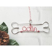 Personalisierte Drahtverzierung - Hundeknochen Drahtornament Haustierornament Weihnachtsverzierung Hundenamenverzierung von LeRusticChic