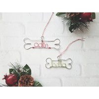 Personalisierte Drahtverzierung - Hundeknochen Drahtornament Haustierornament Weihnachtsverzierung Hundenamenverzierung von LeRusticChic
