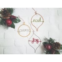 Wire Ornament 3Er Set - Weihnachtsschmuck Baumschmuck Joy Noel Peace Ornaments von LeRusticChic