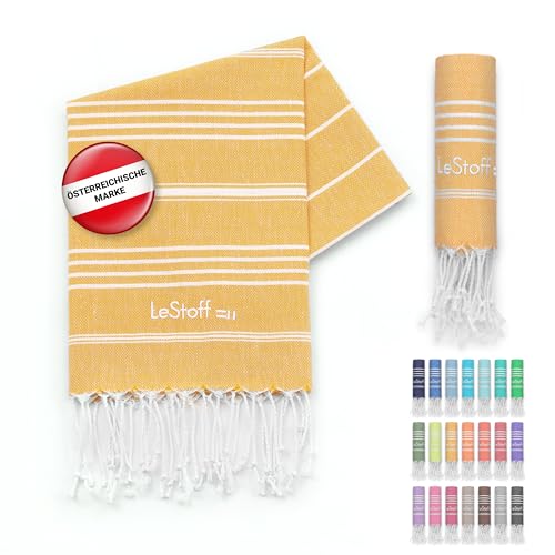 LeStoff Premium Hamamtuch 50 x 100 cm – 100% Bio-Baumwolle, Vorgewaschen, Nachhaltig, Leicht, Kompakt, Saugstark & Schnelltrocknend - Handtuch für Bad, Gäste, Gesicht, Sport, Reise, Camping (Yellow) LeStoff Premium Hamamtuch 50 x 100 cm – 100% Bio-Baumwolle, Vorgewaschen, Nachhaltig, Leicht, Kompakt, Saugstark & Schnelltrocknend - Handtuch für Bad, Gäste, Gesicht, Sport, Reise, Camping (Yellow) von LeStoff
