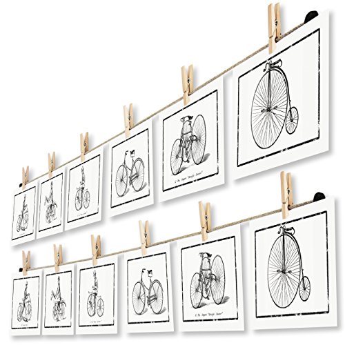 LeTOMA - Fotoseil 2x80 cm mit 2x7 Klammern inklusive patentierter Seilhalter ideal um Fotos und Postkarten schnell aufzuhängen - Fotoleine aus hochwertigem Naturhanf - Handmade in Germany von LeTOMA