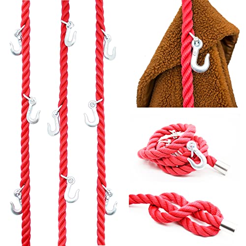 LeTOMA Seilgarderobe aus feuerrotem PP-Seil mit Haken zum Aufhängen Decke und Wand im Industrial Design - Praktisch, elegant, platzsparend, Farbe Rot - 3x maritime Garderobe 160cm und 15 Metallhaken LeTOMA Seilgarderobe aus feuerrotem PP-Seil mit Haken zum Aufhängen Decke und Wand im Industrial Design - Praktisch, elegant, platzsparend, Farbe Rot - 3x maritime Garderobe 160cm und 15 Metallhaken von LeTOMA