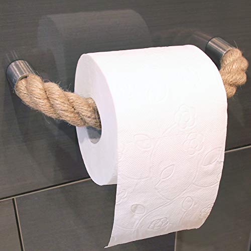 LeTOMA Toilettenpapierhalter, Klopapierhalter aus kräftigem Jute-Seil zum Bohren - Magnetischer Schnellverschluss zum Öffnen und Schließen - Leichte Montage an allen Flächen - Made in Germany von LeTOMA
