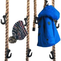 Garderobe Aus Juteseil Mit Schwarzen Metall-Haken Im Maritimen Design Für Decke Und Wand Platzsparende Seilgarderobe - Handmade in Germany von LeTOMAdesign
