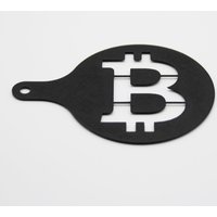 Kaffeeschablone Bitcoin Logo Aus Biokunststoff | Schablone Kaffee Barista Cappuccino Espresso Made in Germany von LeTOMAdesign