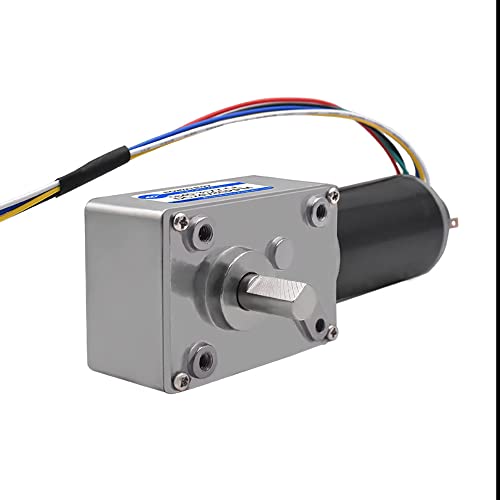 LeTkingok 5840-31ZY Turbo Worm DC-Getriebemotor, DC 24V 6-470U/min Motor mit großem Drehmoment und Encoder, selbsthemmendes Getriebe, rechtwinklig (470RPM) von LeTkingok
