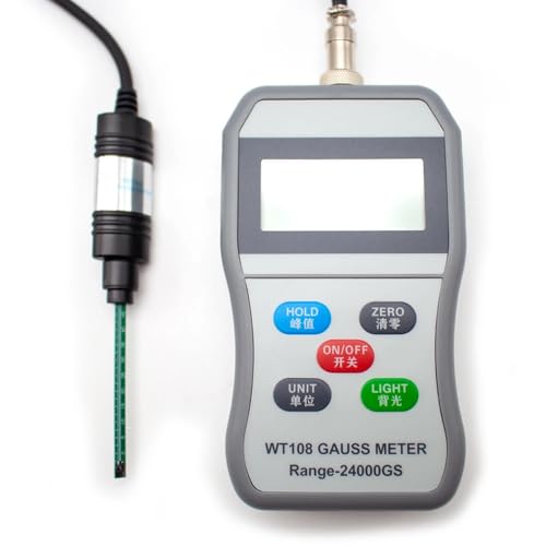 LeTkingok WT108 Gaussmeter mit Digitaler Anzeige, Magnetfeldstärke-Tester, Tragbares Tesla-Messgerät, Magnetisches Feldstärke-Test-Magnetometer von LeTkingok