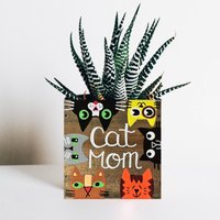 Sukkulenten Blumentopf Katze Handbemalte Hölzerne Pflanzschale Sukkulenten Blumentopf Katze Handbemalte Hölzerne Pflanzschale von LeaJoelleHandmade