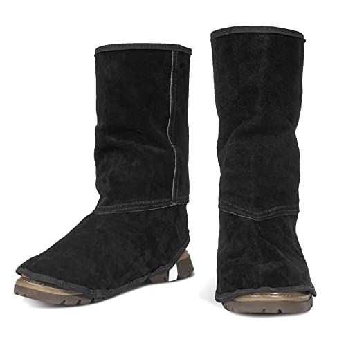 LeaSeek Leder Schweißer Gamaschen - Flamme und Abrieb resistent Schweißen Boot Covers - Full Coverage Schuhe Protektoren -Verstellbare Schweißen Gaiters von LeaSeek