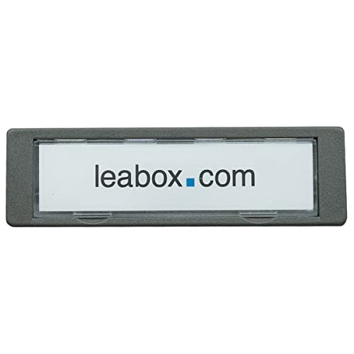 LEABOX Namensschild grau für Briefkästen | Ersatz-Abdeckung mit Sichtfeld aus Plexiglas | mit Schild-Einlage| für Briefkästen und Briefkasten-Anlagen - Außenmaß 75 x 22 mm - Stanzmaß 71 x 19 mm von Leabox