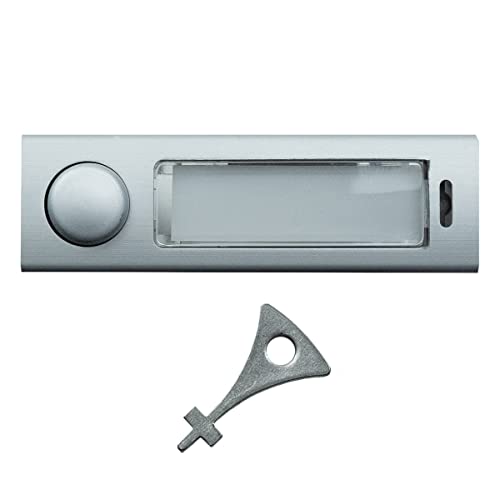 leabox Antivandalismus-Klingeltaster | Massives Alugehäuse in Silber | glasklare Abdeckung für Namensschild-Einlagen inklusive Installationsschlüssel | Maße: 75 x 23 mm – Stanzmaß: 71,3 x 19,3 mm von Leabox