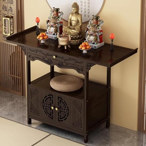 Altartisch mit Stauraum Altar Tisch Couchtisch Nachttisch Beistelltisch Witchcraft Buddhistischer Spiritueller Meditationstisch Puja-Tisch Orientalischer Schrank Tischaufbewahrung für Wohnzimmer(100*4 von Leaceuv