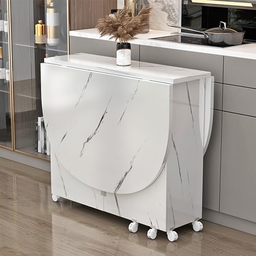 Klappbarer Esstisch,Essen Tisch oval Ausziehbar,Klapptisch holz bis zu 8 Personen,Esstische Klappbar Platzsparend,für kleine Räume,Esszimmer,Kleine Küche(Imitation Marble,100x50cm/39.3x19.6in) von Leaceuv