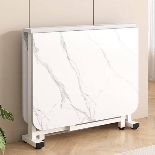 Leaceuv Esstisch Klappbar,Klapptisch Küche,Küchentisch für 4-6 Personen,Esstische Platzsparend,Mobiler Essen Tisch mit Rollen,Klappbarer Esszimmertisch für Kleine Räume(Wit,100x80cm/39.3x31.4in) von Leaceuv