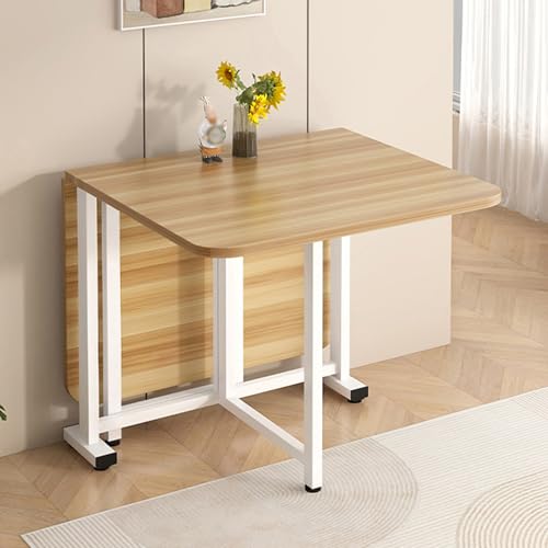 Leaceuv Esstisch Klappbar,Klapptisch Küche,Küchentisch für 4-6 Personen,Esstische Platzsparend,Mobiler Essen Tisch mit Rollen,Klappbarer Esszimmertisch für Kleine Räume(Wood,80x80cm/31.4x31.4in) von Leaceuv