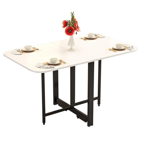 Leaceuv Esstisch Klappbar,Platzsparender Klapptisch mit Rädern,Mobiler Ausziehbarer Essen Tisch,klappbarer Esszimmertisch,für Kleine Räume,Esszimmer,Küche,Schlafzimmer(White+Black,140x80cm) von Leaceuv