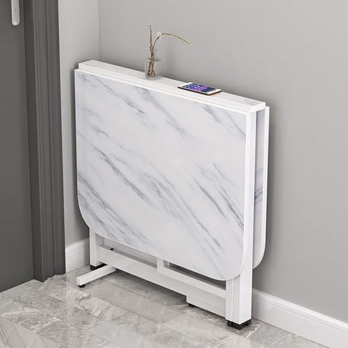 Leaceuv Esstisch Klappbar,Platzsparender Klapptisch mit Rädern,Mobiler Ausziehbarer Essen Tisch,klappbarer Esszimmertisch,für Kleine Räume,Esszimmer,Küche,Schlafzimmer(White Marble,120x70cm) von Leaceuv