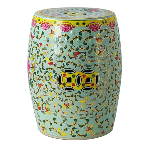 Leaceuv Keramik Gartenhocker,Chinoiserie Sitzhocker,Gartenarbeit Hocker,Keramiktrommelhocker China,Chinesische Stool Hocker Drum Garden Stool,Beistelltisch,Pflanzenständer,Terrasse,Wohnzimmer von Leaceuv