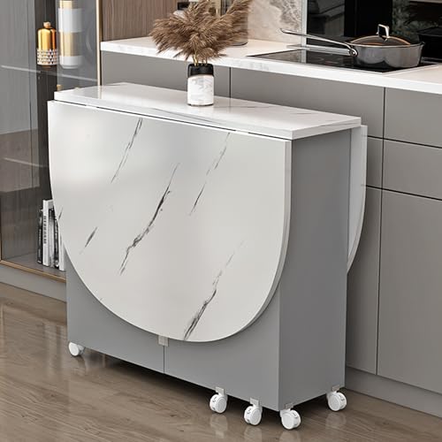 Leaceuv Klappbarer Esstisch,Essen Tisch oval Ausziehbar,Klapptisch Holz bis zu 8 Personen,Esstische Klappbar Platzsparend,für kleine Räume,Esszimmer,Kleine Küche(Gray,120x80cm/47.2x31.4 in) von Leaceuv