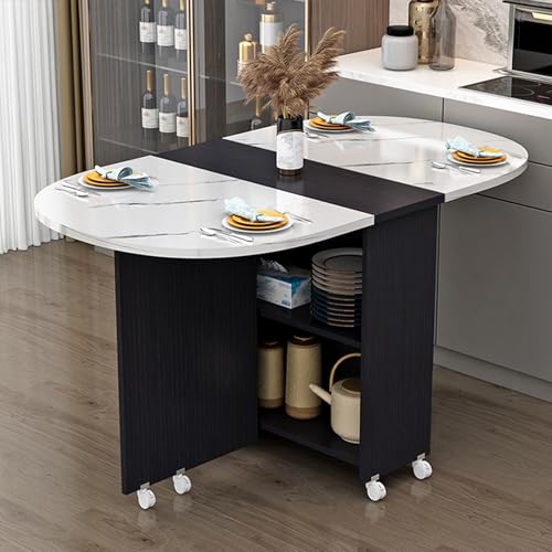 Leaceuv Klappbarer Esstisch,Essen Tisch oval Ausziehbar,Klapptisch Holz bis zu 8 Personen,Esstische Klappbar Platzsparend,für kleine Räume,Esszimmer,Kleine Küche(Nero,140x80cm/55.1x31.4in) von Leaceuv