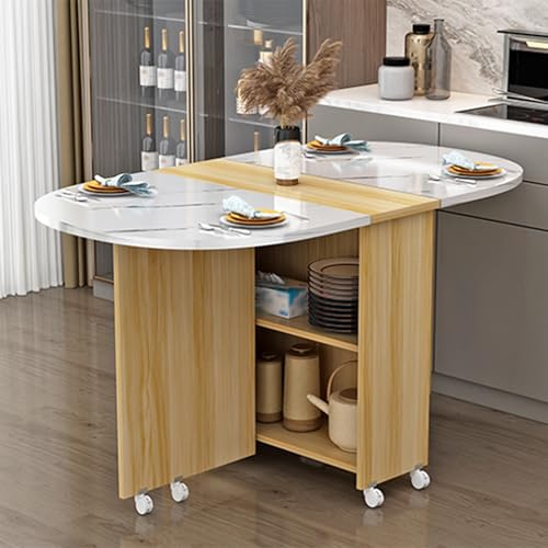 Leaceuv Klappbarer Esstisch,Essen Tisch oval Ausziehbar,Klapptisch Holz bis zu 8 Personen,Esstische Klappbar Platzsparend,für kleine Räume,Esszimmer,Kleine Küche(Wood Grain,100x50cm/39.3x19.6in) von Leaceuv