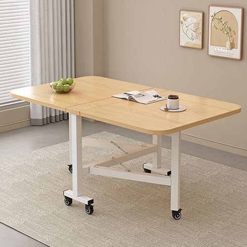 Leaceuv Klapptisch Esstisch,klappbarer Küchentisch,Mobiler Klapptisch mit Offenem Regal,Esszimmertisch für 4-6 Personen,für Kleine Räume,Esszimmer,Küche(Light Walnut,120x80cm) von Leaceuv