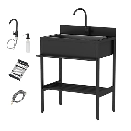 Mobile Spüle Edelstahl Spültisch Outdoor Freistehende Küchenspüle Gewerbliche Spülbecken Ausgussbecken Multifunktions Waschtisch Waschbecken 1 Becken mit Wasserhahn für Garage Camping Außen(74x51x94cm Mobile Spüle Edelstahl Spültisch Outdoor Freistehende Küchenspüle Gewerbliche Spülbecken Ausgussbecken Multifunktions Waschtisch Waschbecken 1 Becken mit Wasserhahn für Garage Camping Außen(74x51x94cm von Leaceuv