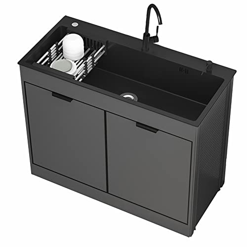 Spülenschrank mit Spüle und Armatur,Waschbecken Singleküche Küchenspüle Spülbecken,Set Spüle + Unterschrank mit 2 Tur, Wirtschaftliche Senke Kitchen Sink,Gastro Spültisch Edelstahlspüle ( Size : 80x45 von Leaceuv