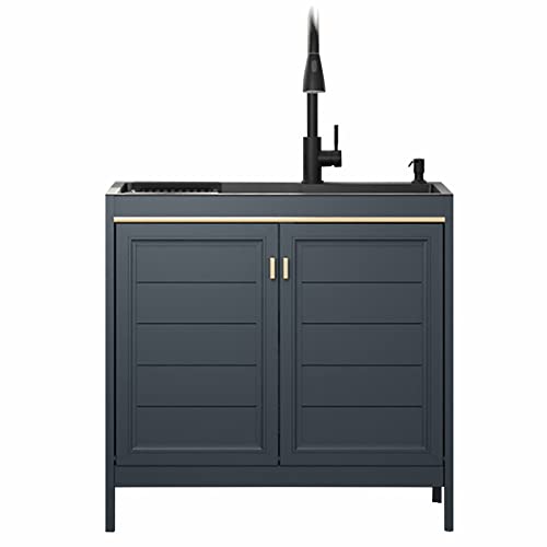 Spülschrank Küchenspüle Unterschrank Edelstahl Waschbecken Set Spüle Freistehende Spültisch Gastro 1 Becken Spültisch Gewerbliche Spülbecken Wirtschaftliche Senke mit Schrank für Außen Innen Küche ( C von Leaceuv