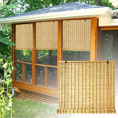 Vorhang Outdoor Wasserfest,Sonnenrollo Balkon Außen,Bambus Rollo Fenster Bambusrollo Jalousie Raumteiler Faden Schilfvorhänge,Sichtschutz Sonnenschutz für Tür Fenster Innen Draußen ( Size : (W*H)130*1 von Leaceuv