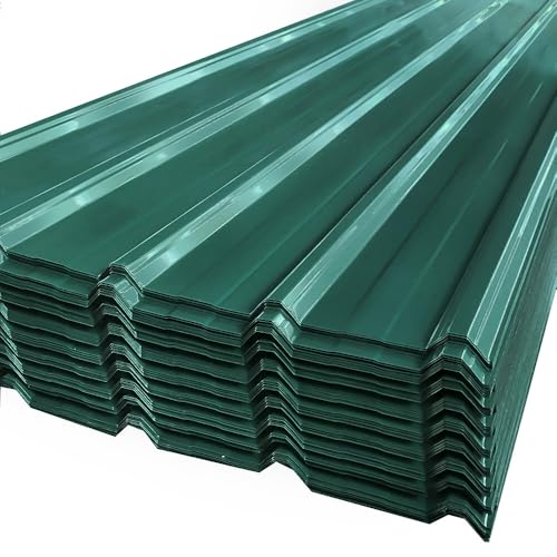 12er ProfilblechTrapezblech, Wellplatten Dachplatten Verzinkter Stahl Dachblech 110cm x 45cm, Trapezblech Dachplatten Set 7m², für Garage Gartenhaus, Dachplatten Gerätehaus, Schwarz mit Struktur von LeadGoods