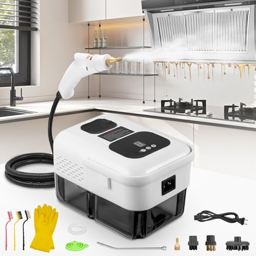 Dampfreiniger Handgerät, 9 Stufig Verstellbarer Griff, Steam Cleaner Tragbare 2500W für Haushalt mit 6 Bürstenköpfen, 10S Schnellaufheizung, 1,2L Wassertank, Dampfreiniger für Auto, Polster, Fliesen Dampfreiniger Handgerät, 9 Stufig Verstellbarer Griff, Steam Cleaner Tragbare 2500W für Haushalt mit 6 Bürstenköpfen, 10S Schnellaufheizung, 1,2L Wassertank, Dampfreiniger für Auto, Polster, Fliesen von LeadGoods