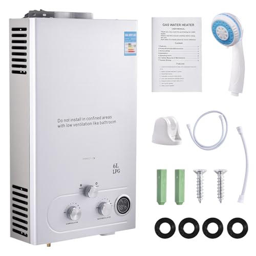 Durchlauferhitzer Gas 6L, 12KW LPG Gasdurchlauferhitzer Warmwasserbereiter Super Niedrigem 0,5bar Startwasserdruck, Tragbarer Gas Durchlauferhitzer, für Dusche im Außenbereich Dusche Bad Camping Durchlauferhitzer Gas 6L, 12KW LPG Gasdurchlauferhitzer Warmwasserbereiter Super Niedrigem 0,5bar Startwasserdruck, Tragbarer Gas Durchlauferhitzer, für Dusche im Außenbereich Dusche Bad Camping von LeadGoods