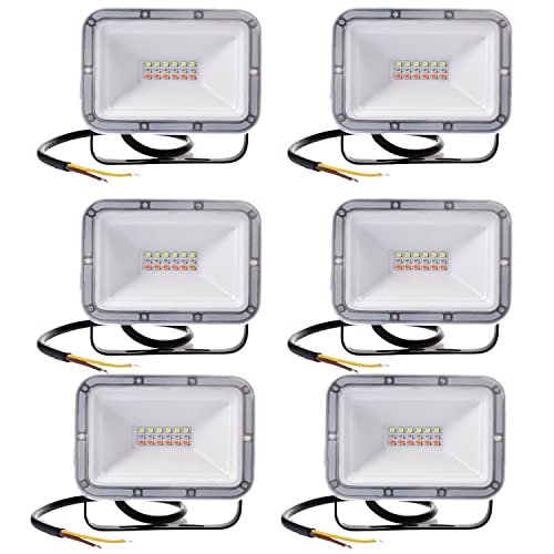 LeadGoods 10W RGB LED Strahler mit Memory-Funktion 6 Stücke,Außenstrahler Warmweiß Superhell Scheinwerfer,16 Farben 4 Modi,IP65 Wasserdicht Fluter,Aussenleuchte für Garten,Innenhöfe,Garage,Haus,Hotel von LeadGoods