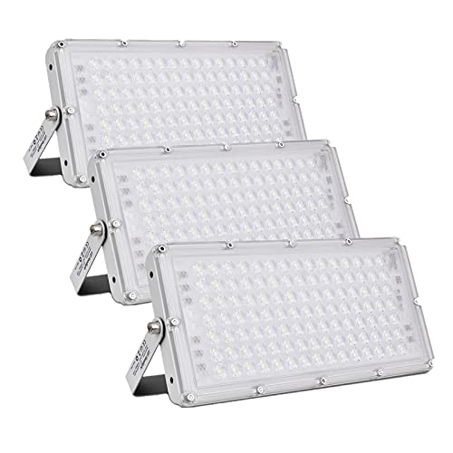 LeadGoods 3 Stück 100W LED Strahler Außen, LED Scheinwerfer 10000LM 6500K Kaltweiß LED Fluter IP66 Wasserdicht mit 180° Rotations, Flutlicht Außenbeleuchtung Wandleuchte für Garage Garten Sportplatz von LeadGoods