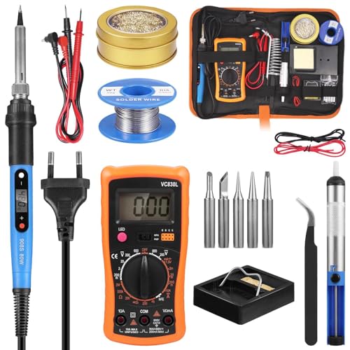 Lötkolben Set Soldering Iron Lötset Digitale Lötstation Temperatur Regelbar 80W Multimeter 15-teiliges Set von LeadGoods