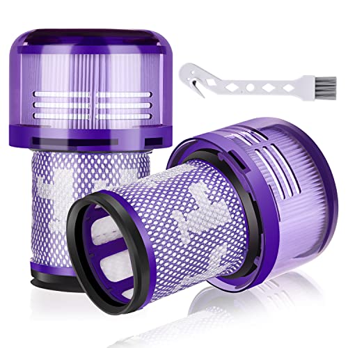 Leadaybetter 2 Stück Ersatzfilter Filter für Dyson V12 Detect Slim Absolute Staubsauger, Waschbar Ersatzteile Hepa Filter Zubehör mit 1 Bürste,Ersetzen Sie # 971517-01 von Leadaybetter