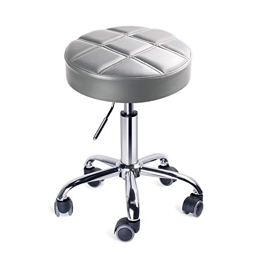 Leader Accessories Drehhocker höhenverstellbar Rollhocker Funktionaler Arbeitshocker Studiohocker im modernen Design Hellgrau(Sitz Φ35cm) von Leader Accessories