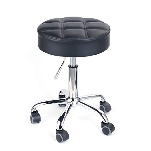 Leader Accessories Drehhocker höhenverstellbar Rollhocker Funktionaler Arbeitshocker Studiohocker im modernen Design Schwarz(Sitz Φ35cm) von Leader Accessories