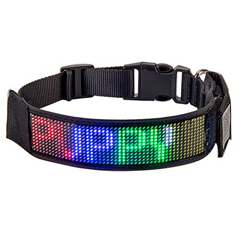 Leadleds LED-Hundehalsband, blinkend, wiederaufladbar, Sicherheitshalsband, leuchtet im Dunkeln, mit Schlaufe (gemischte LED) von Leadleds