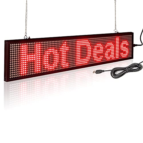 Leadleds Ultra-Thin Design P5mm 16X96 Pixel SMD LED programmierbare Scrolling Nachricht Sign Board, PC Software Change messages (rot) von Leadleds
