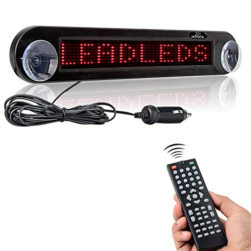 Leadleds Scroll-Anzeigebildschirm fürs Auto, LED-Anzeige, DC 12 V, bewegliche rote Nachricht, programmierbar mit Fernbedienung rot von Leadleds