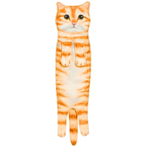 Leadrop Niedliches Katzenhandtuch zum Aufhängen, Waschlappen, skurriles Katzenhandtuch, dekoratives Küchenhandtuch zum Aufhängen Orange von Leadrop